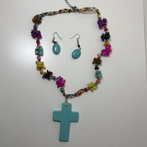 Colorful Beaded Necklace and Earring Set